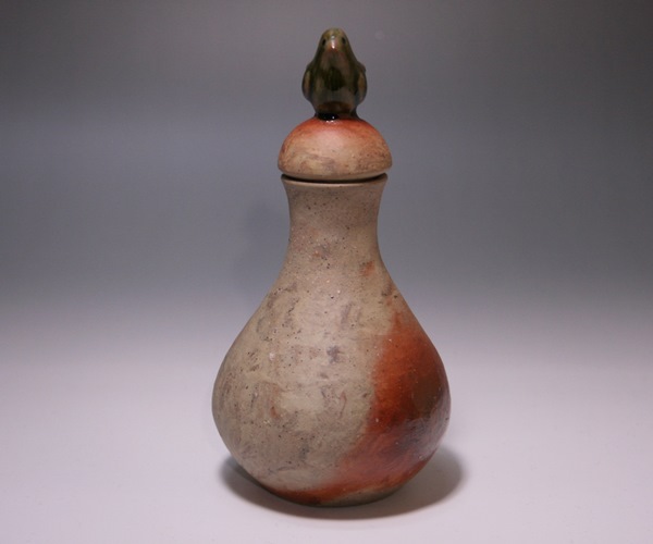 中原幸治作 「備前土練込蓋付花器」