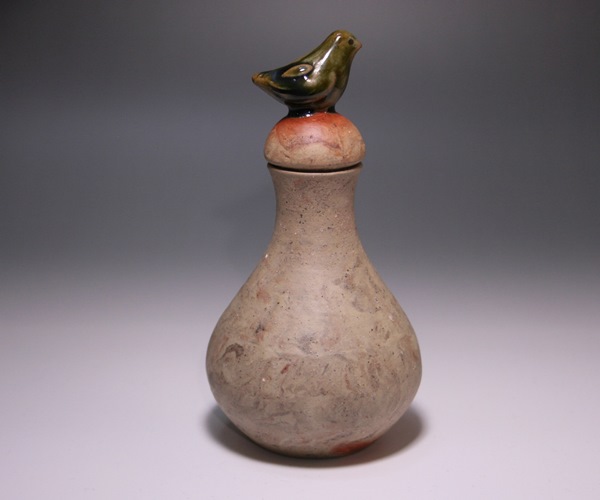 中原幸治作 「備前土練込蓋付花器」