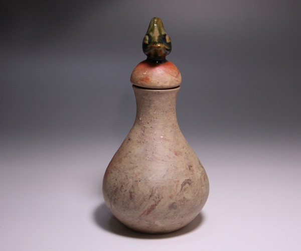 中原幸治作 「備前土練込蓋付花器」