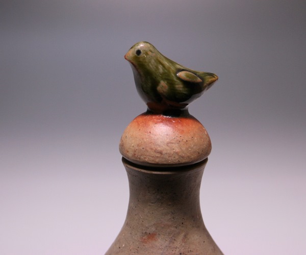 中原幸治作 「備前土練込蓋付花器」